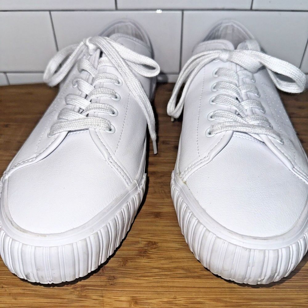 Rachel Zoe Womens White Leather Sneakers Shoes Athletic Lace Up Low Top Size 10